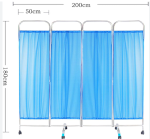 4 Fold Ward Screen Blue Stainless Steel Frame