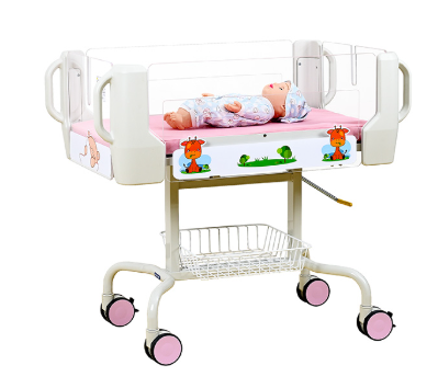 Hospital Baby Cradle Bassinet – Powder-Coated Steel Frame,