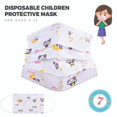 Disposable Childrens Protective Mask for ages 3-12, Mouse, 7/Pack